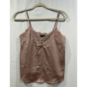 Abercrombie & Fitch Top Women Size XS Satin Mauve Camisole Tank Lace Trim Y2K